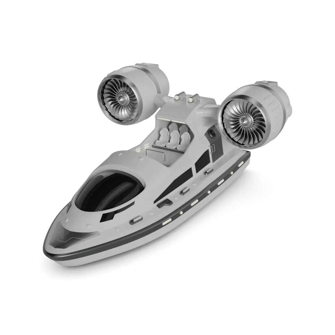 Futuristic Airboat 3D Model – Sleek Design, Game-Ready FBX