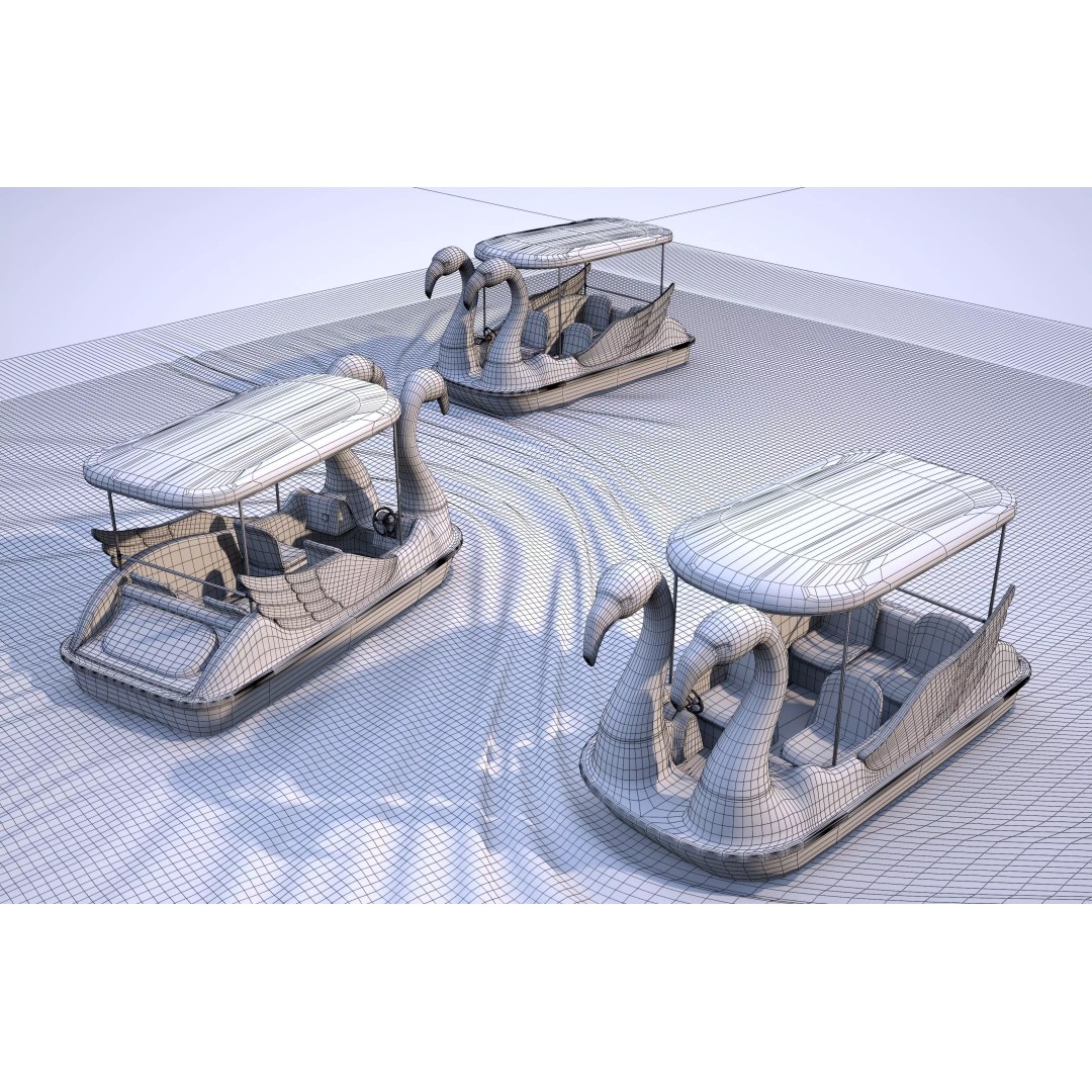 Flamingo Pedal Boat 3D Model – Low Poly Watercraft, FBX, OBJ