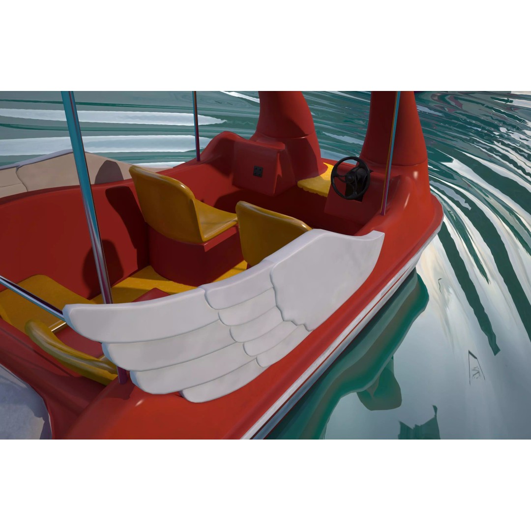 Flamingo Pedal Boat 3D Model – Low Poly Watercraft, FBX, OBJ - View 11
