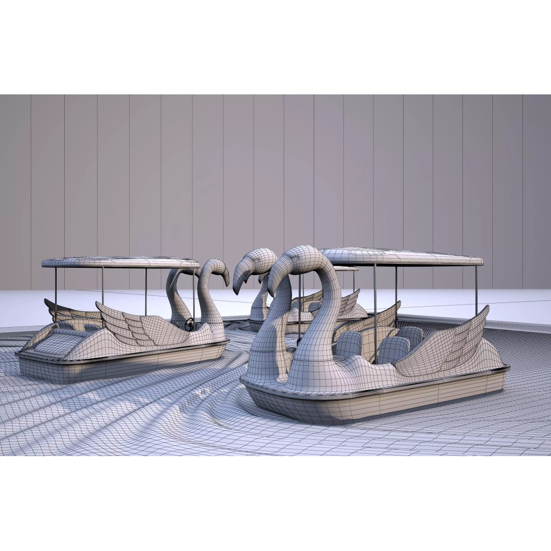 Flamingo Pedal Boat 3D Model – Low Poly Watercraft, FBX, OBJ - View 12