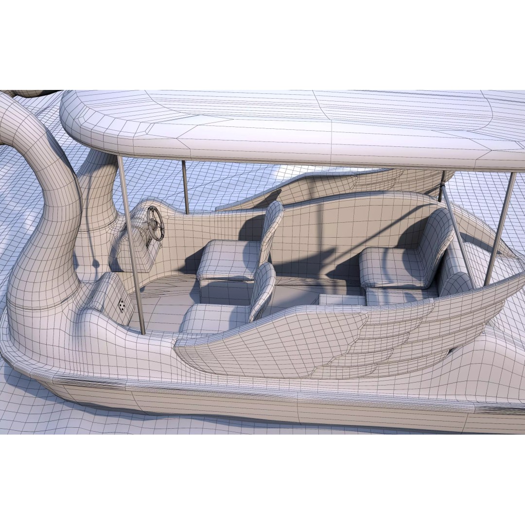 Flamingo Pedal Boat 3D Model – Low Poly Watercraft, FBX, OBJ - View 13