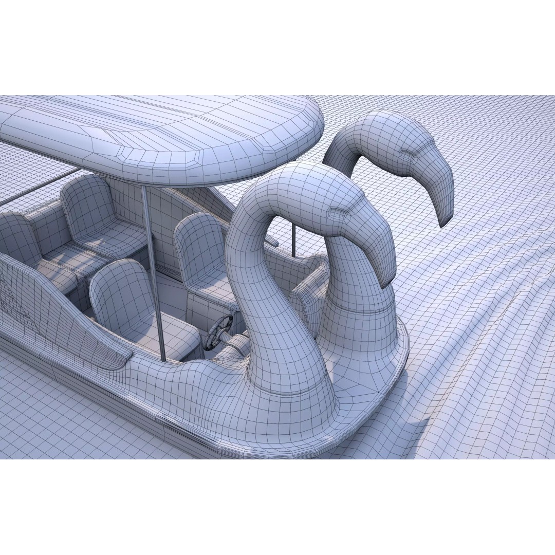 Flamingo Pedal Boat 3D Model – Low Poly Watercraft, FBX, OBJ - View 15