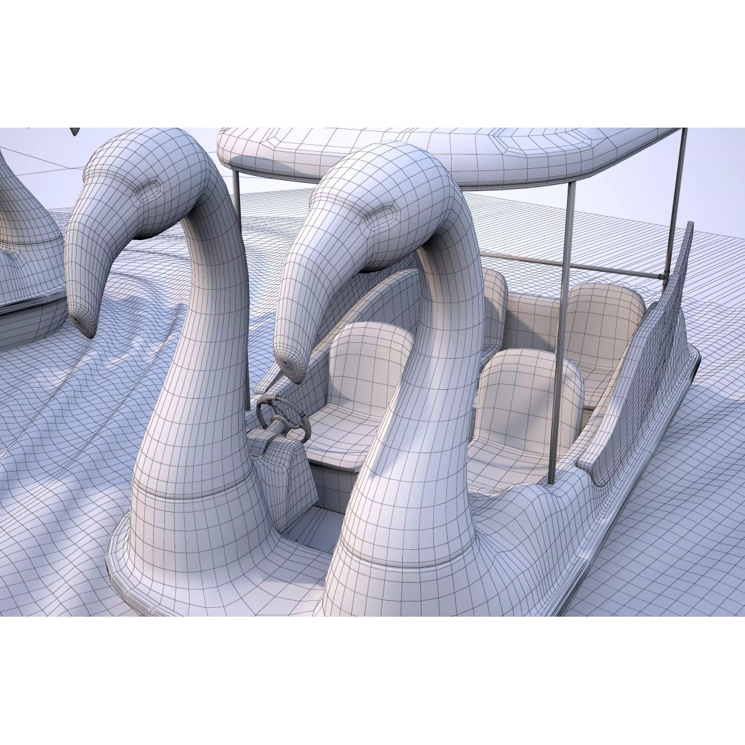Flamingo Pedal Boat 3D Model – Low Poly Watercraft, FBX, OBJ - View 16