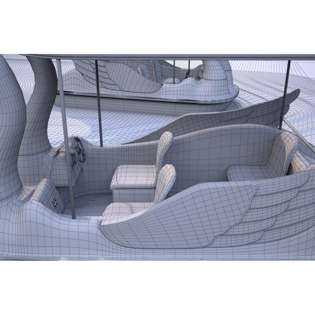 Flamingo Pedal Boat 3D Model – Low Poly Watercraft, FBX, OBJ - View 17
