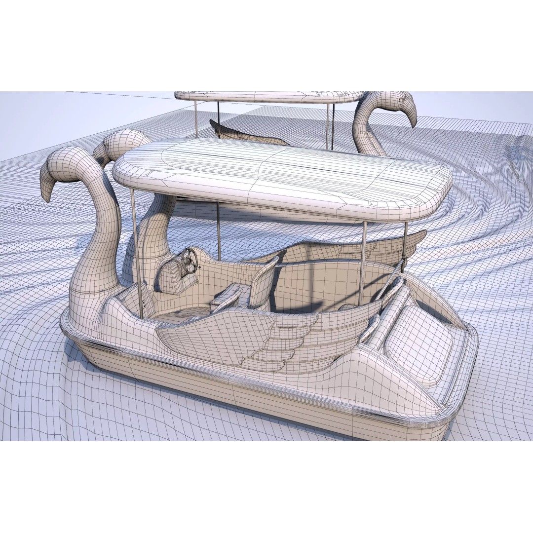 Flamingo Pedal Boat 3D Model – Low Poly Watercraft, FBX, OBJ - View 18