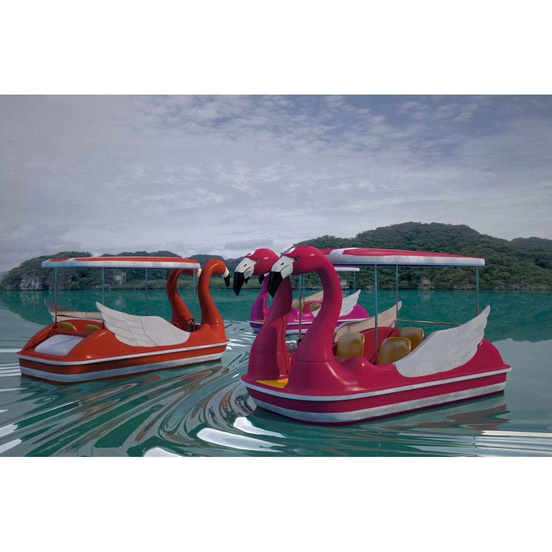 Flamingo Pedal Boat 3D Model – Low Poly Watercraft, FBX, OBJ - View 2
