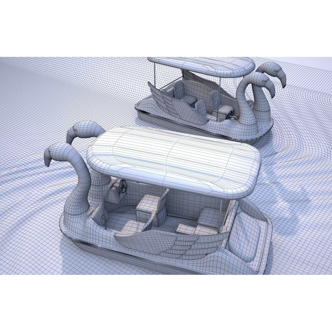 Flamingo Pedal Boat 3D Model – Low Poly Watercraft, FBX, OBJ - View 20