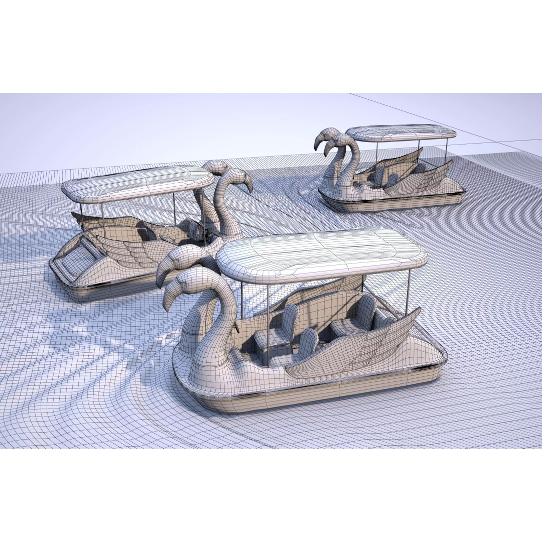 Flamingo Pedal Boat 3D Model – Low Poly Watercraft, FBX, OBJ - View 23