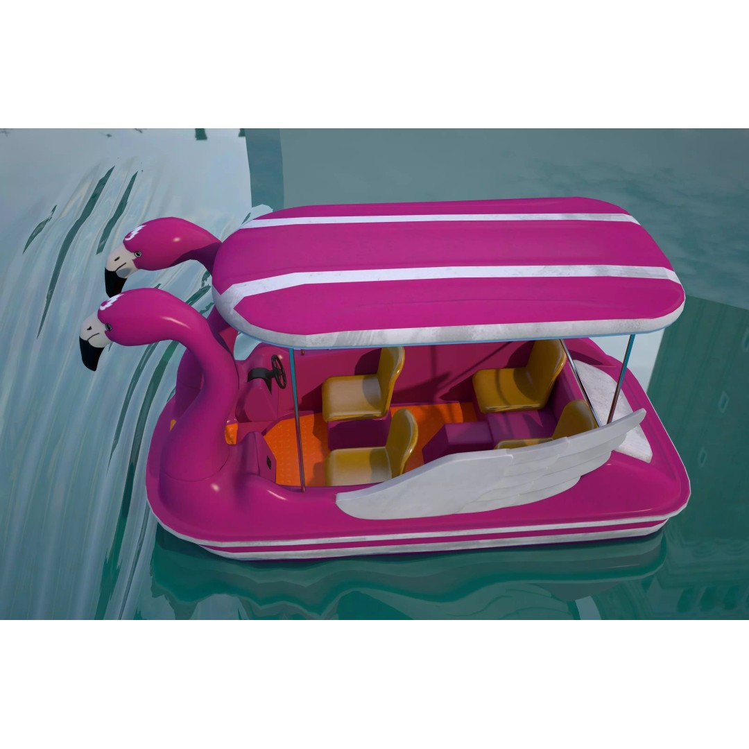 Flamingo Pedal Boat 3D Model – Low Poly Watercraft, FBX, OBJ - View 5