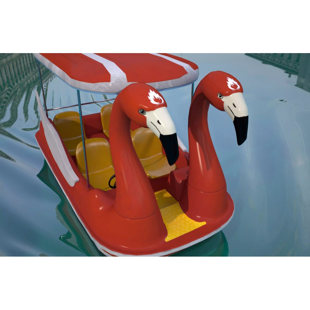 Flamingo Pedal Boat 3D Model – Low Poly Watercraft, FBX, OBJ - View 6