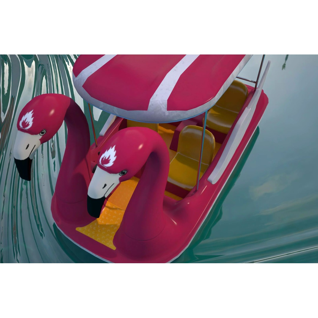 Flamingo Pedal Boat 3D Model – Low Poly Watercraft, FBX, OBJ - View 7