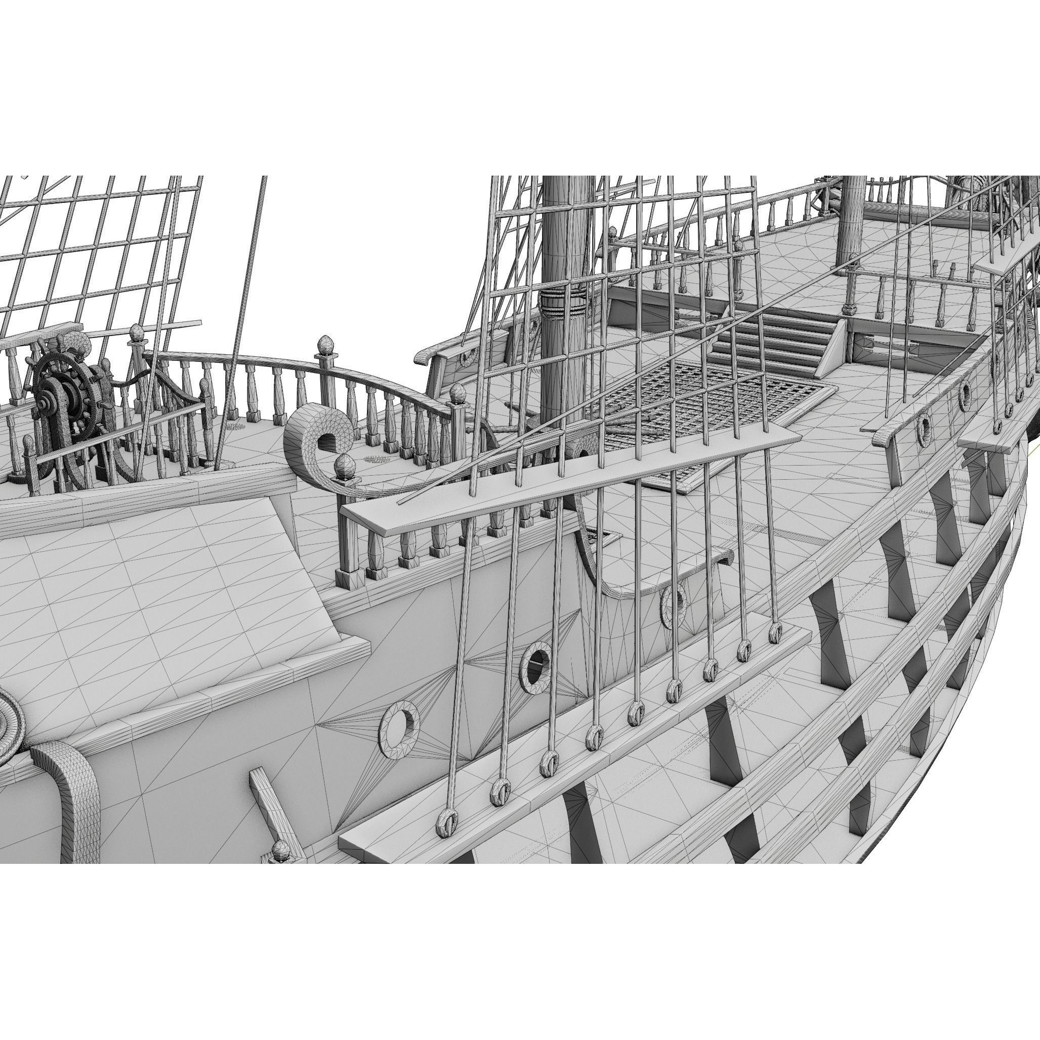 Galleon Warship Neptune - Game-Ready 3D Model