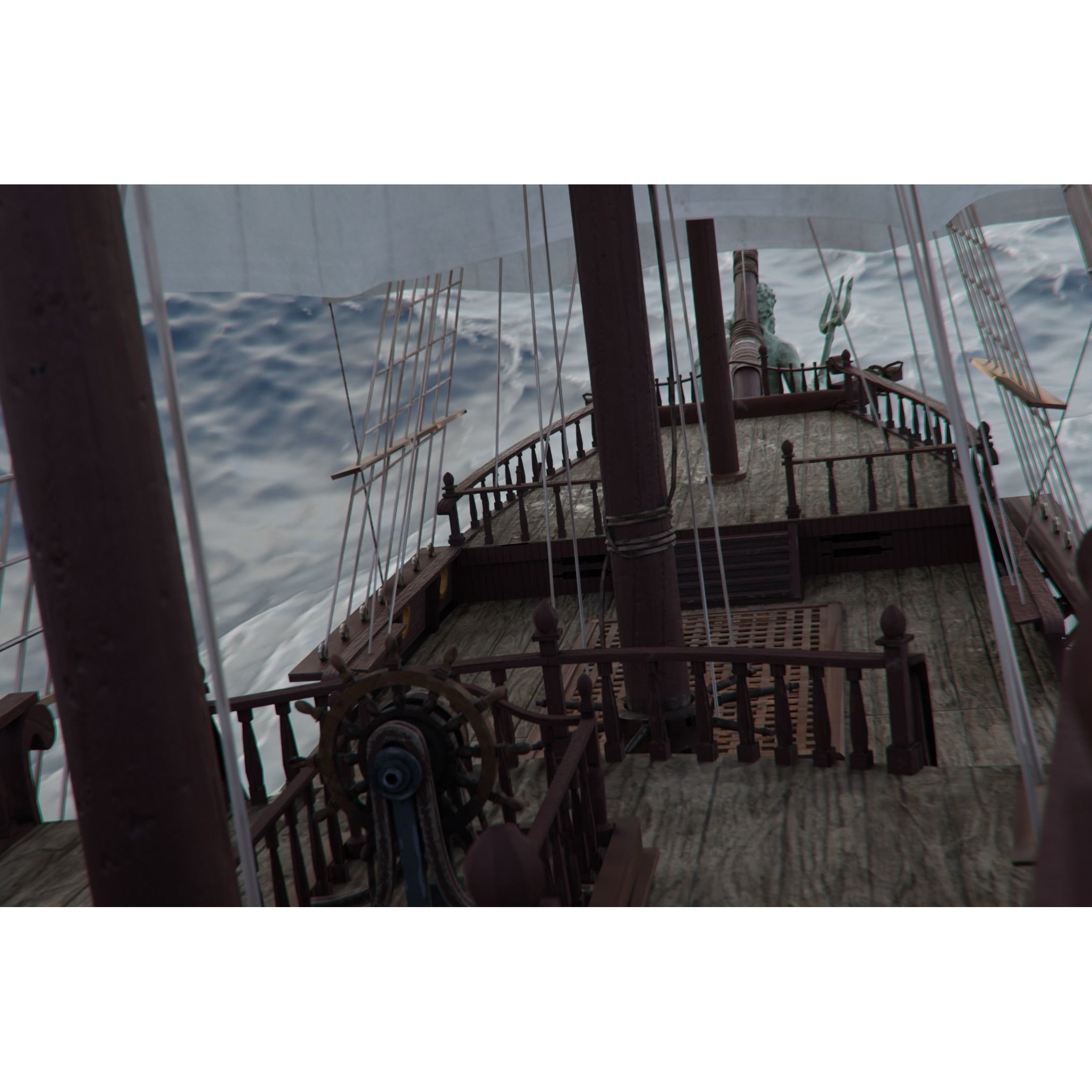 Galleon Warship Neptune - Game-Ready 3D Model - View 10