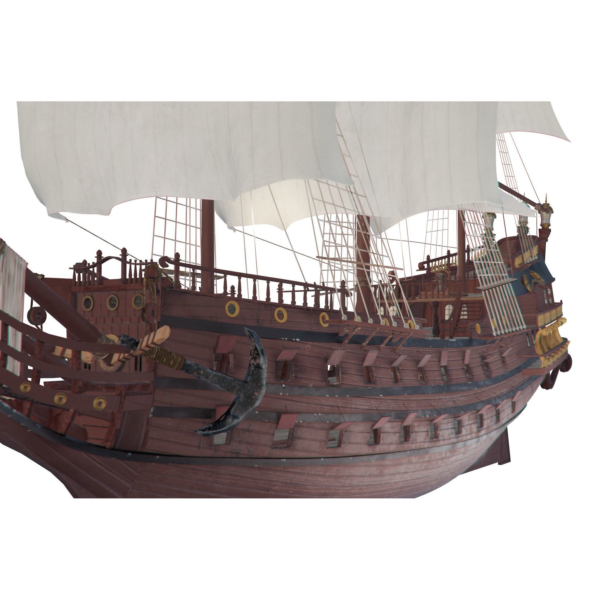 Galleon Warship Neptune - Game-Ready 3D Model - View 16