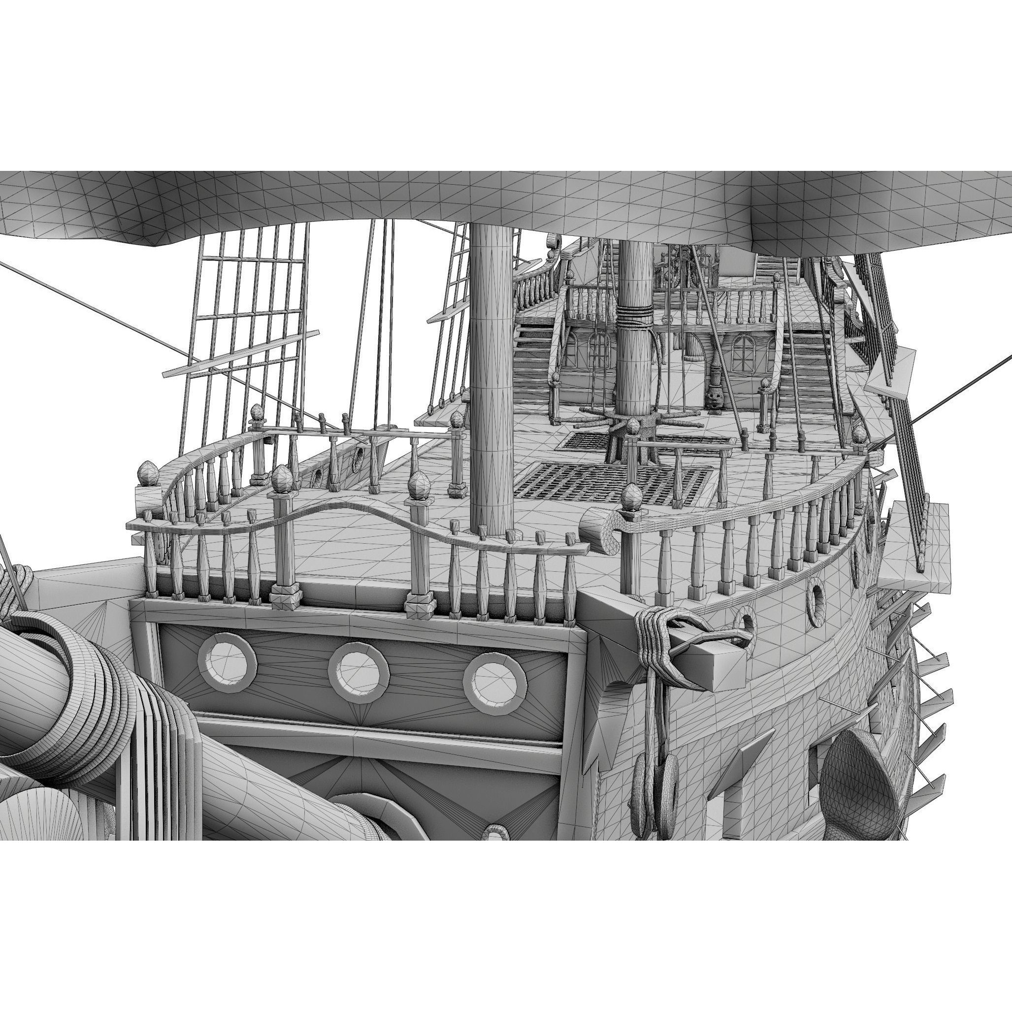Galleon Warship Neptune - Game-Ready 3D Model - View 21