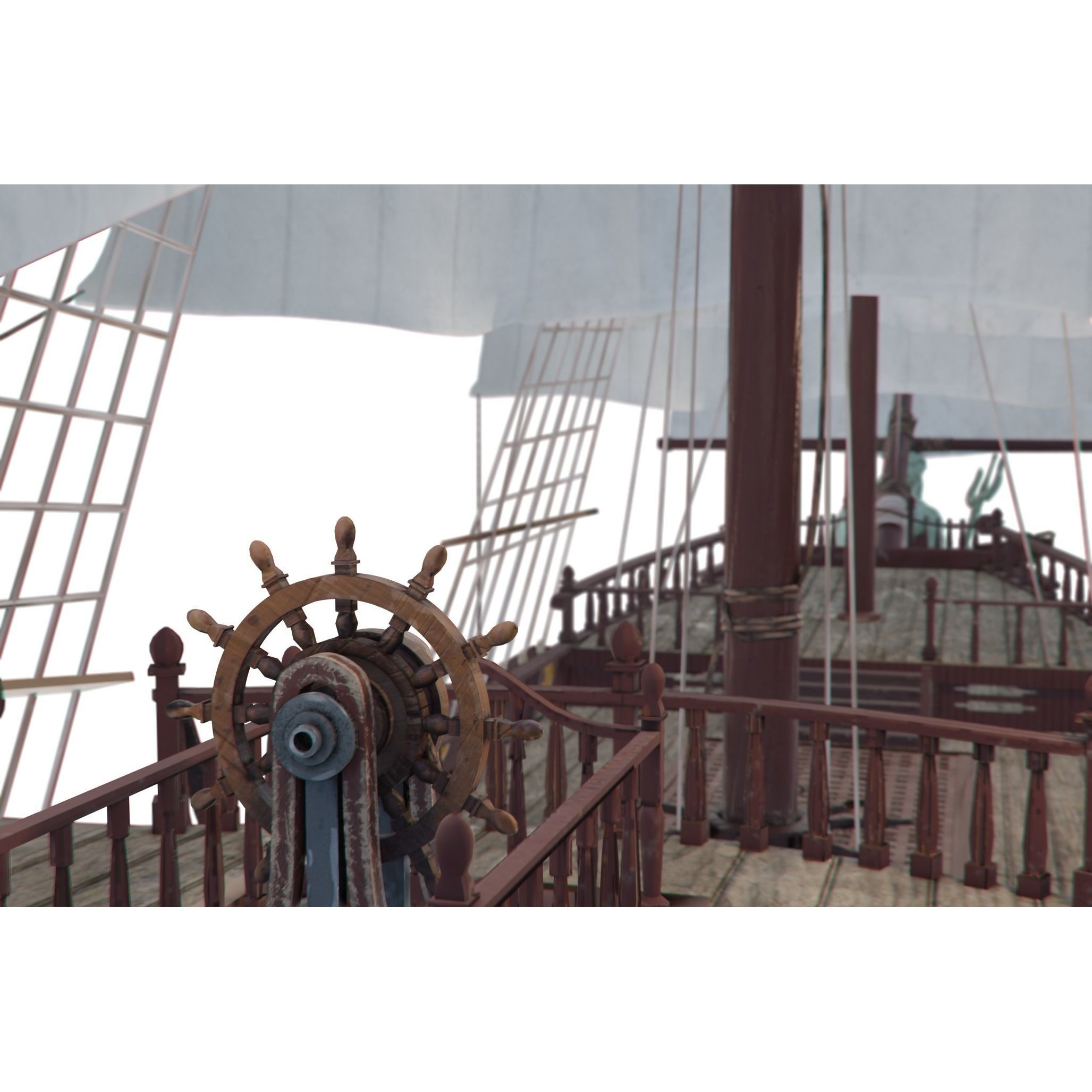 Galleon Warship Neptune - Game-Ready 3D Model - View 4