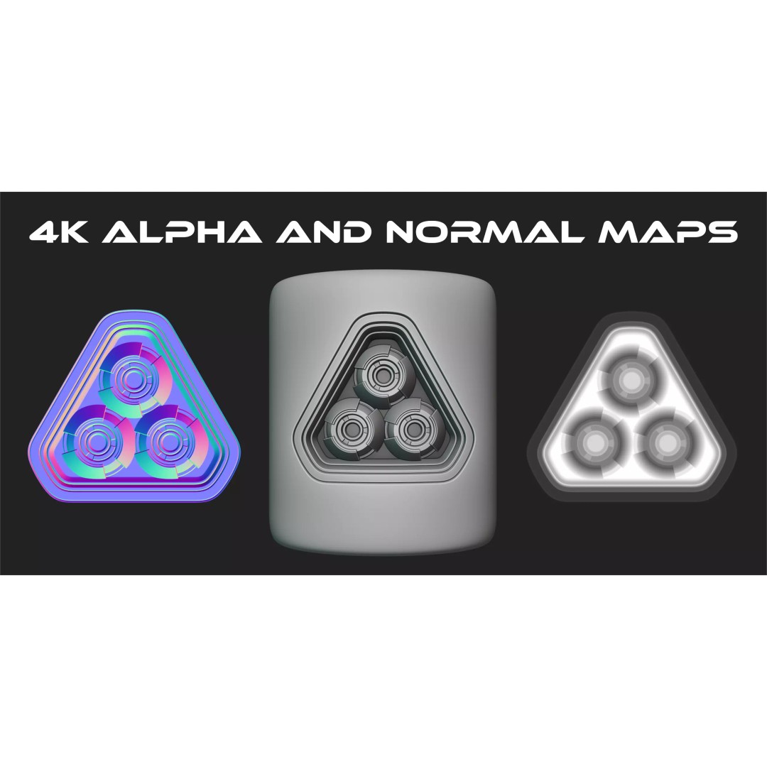 Hardsurface Brushes 3D Model – 200 Blender Brushes, Alpha & Normal Maps - View 3