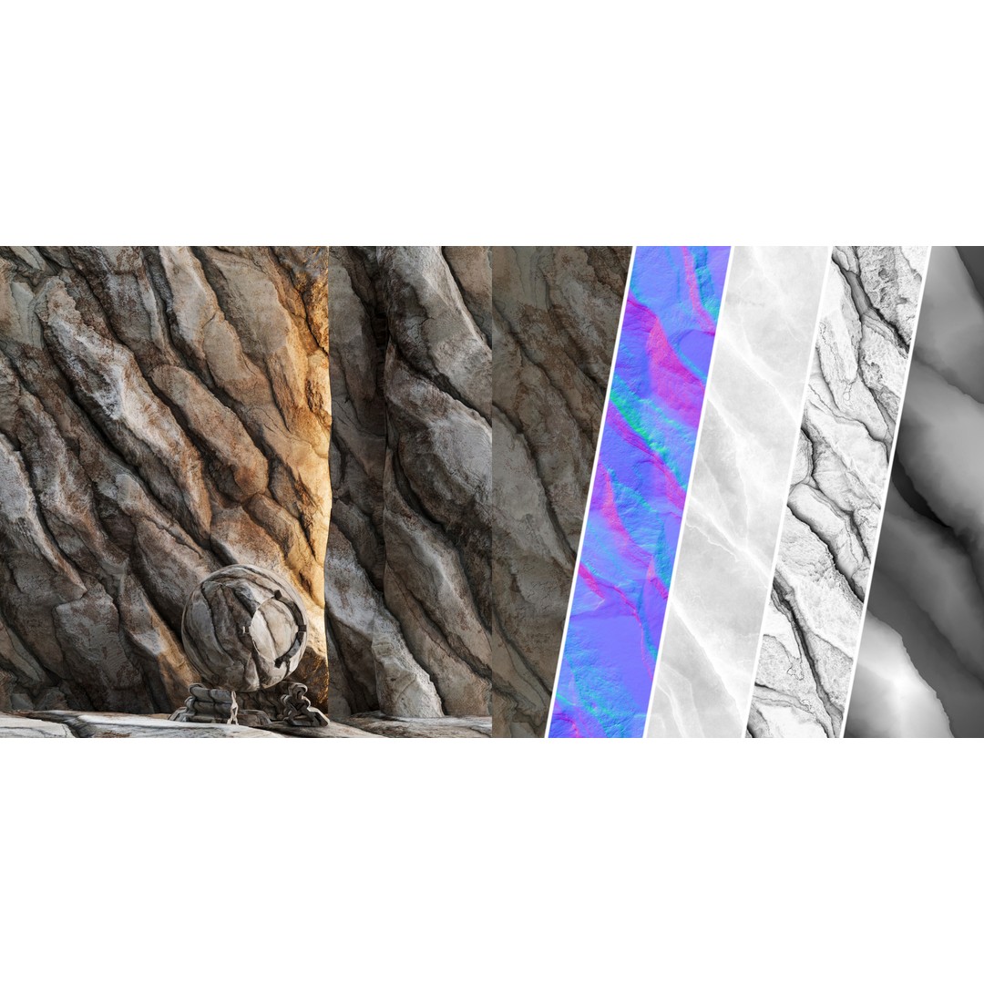 H126 Rock Cliff 3D Model – PBR Seamless Texture, 4K Resolution - View 11