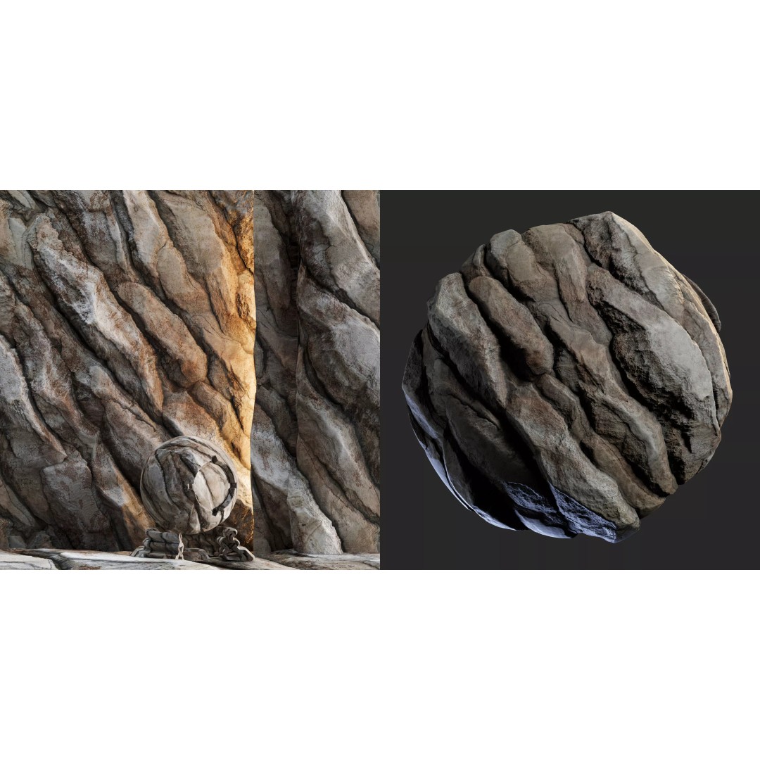 H126 Rock Cliff 3D Model – PBR Seamless Texture, 4K Resolution - View 2