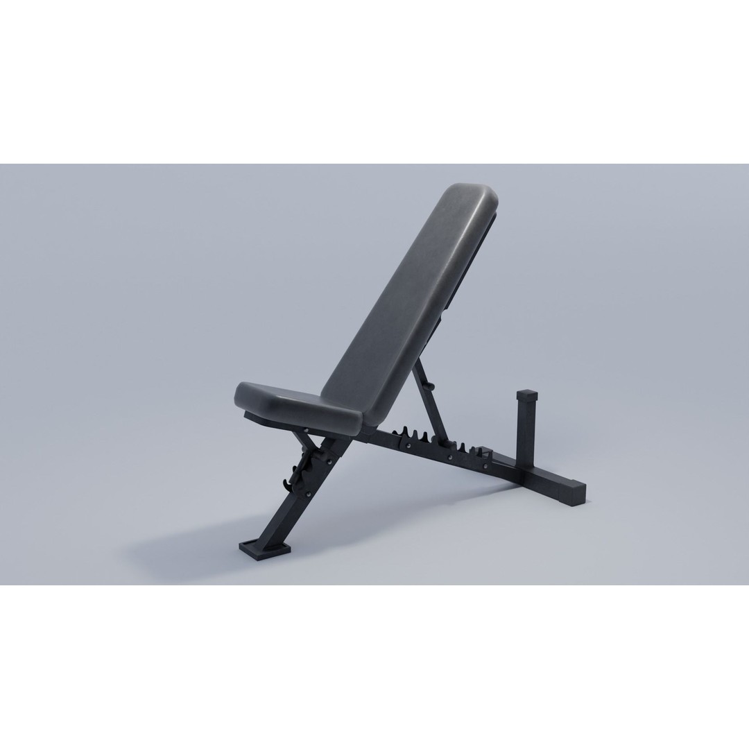 Weight Bench 3D Model – Low Poly PBR Gym Equipment, FBX - View 10