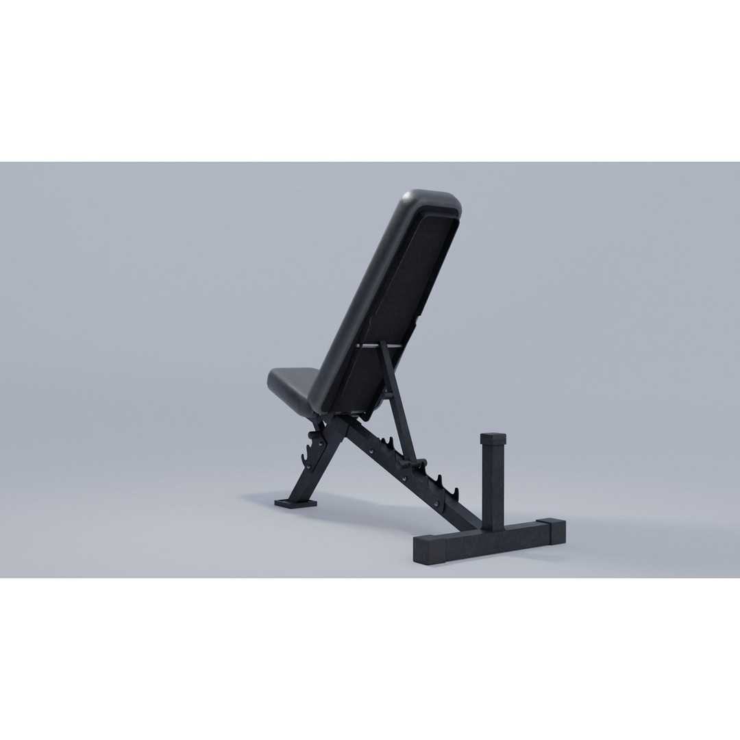 Weight Bench 3D Model – Low Poly PBR Gym Equipment, FBX - View 11