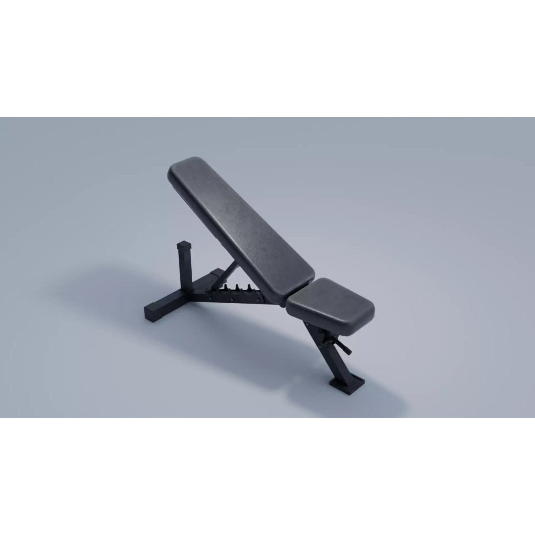 Weight Bench 3D Model – Low Poly PBR Gym Equipment, FBX - View 2