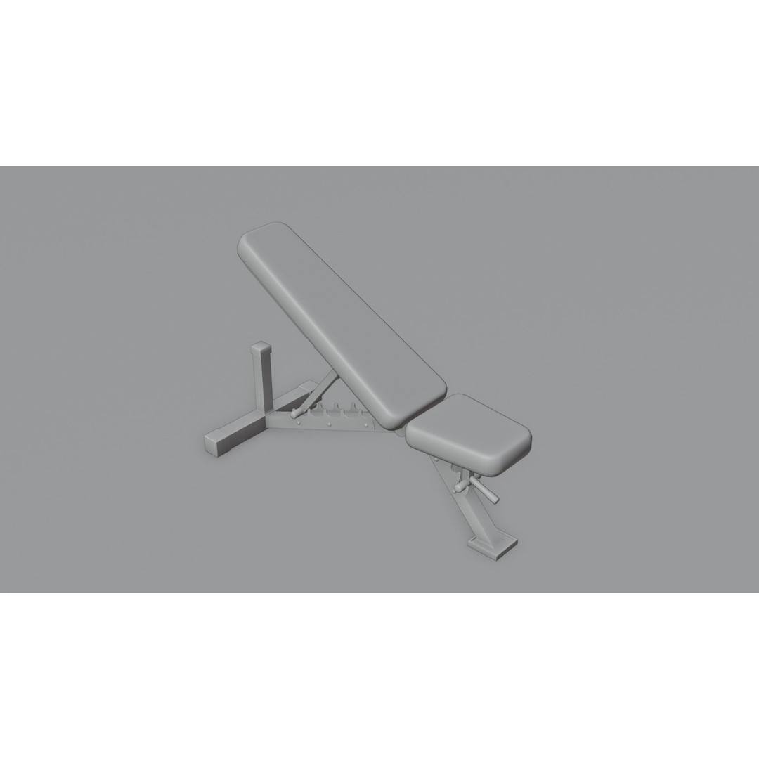 Weight Bench 3D Model – Low Poly PBR Gym Equipment, FBX - View 4