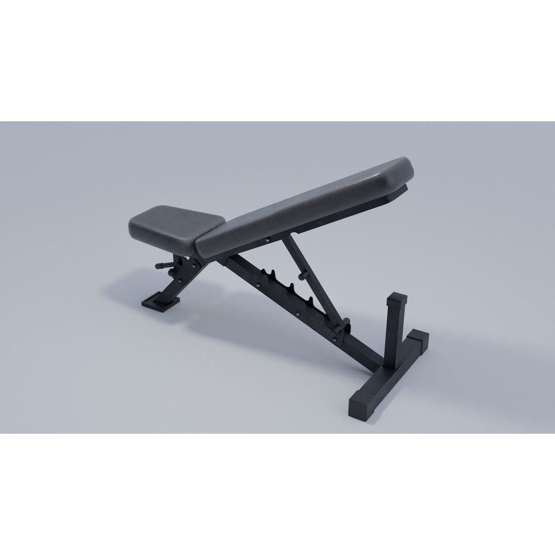 Weight Bench 3D Model – Low Poly PBR Gym Equipment, FBX - View 5