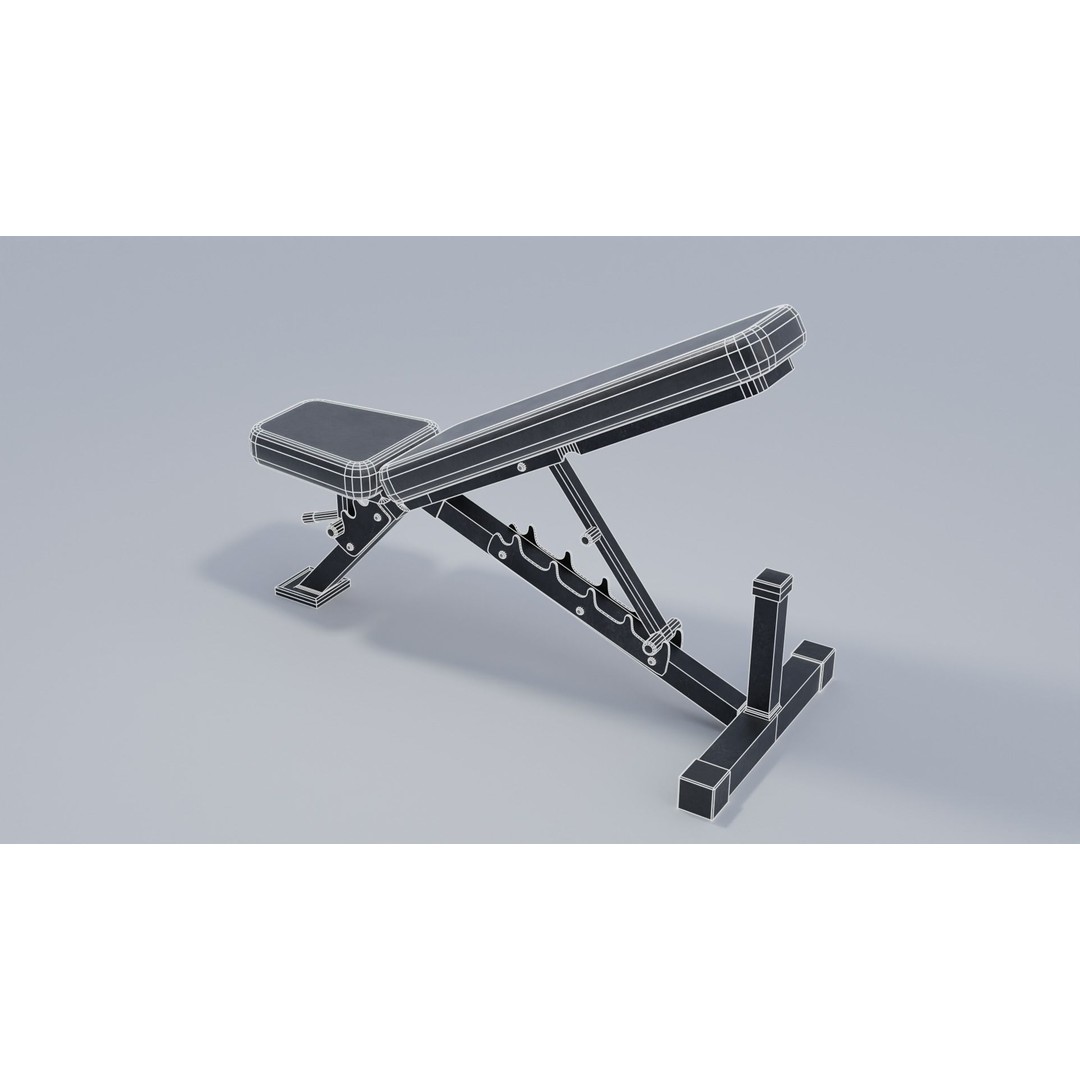 Weight Bench 3D Model – Low Poly PBR Gym Equipment, FBX - View 6