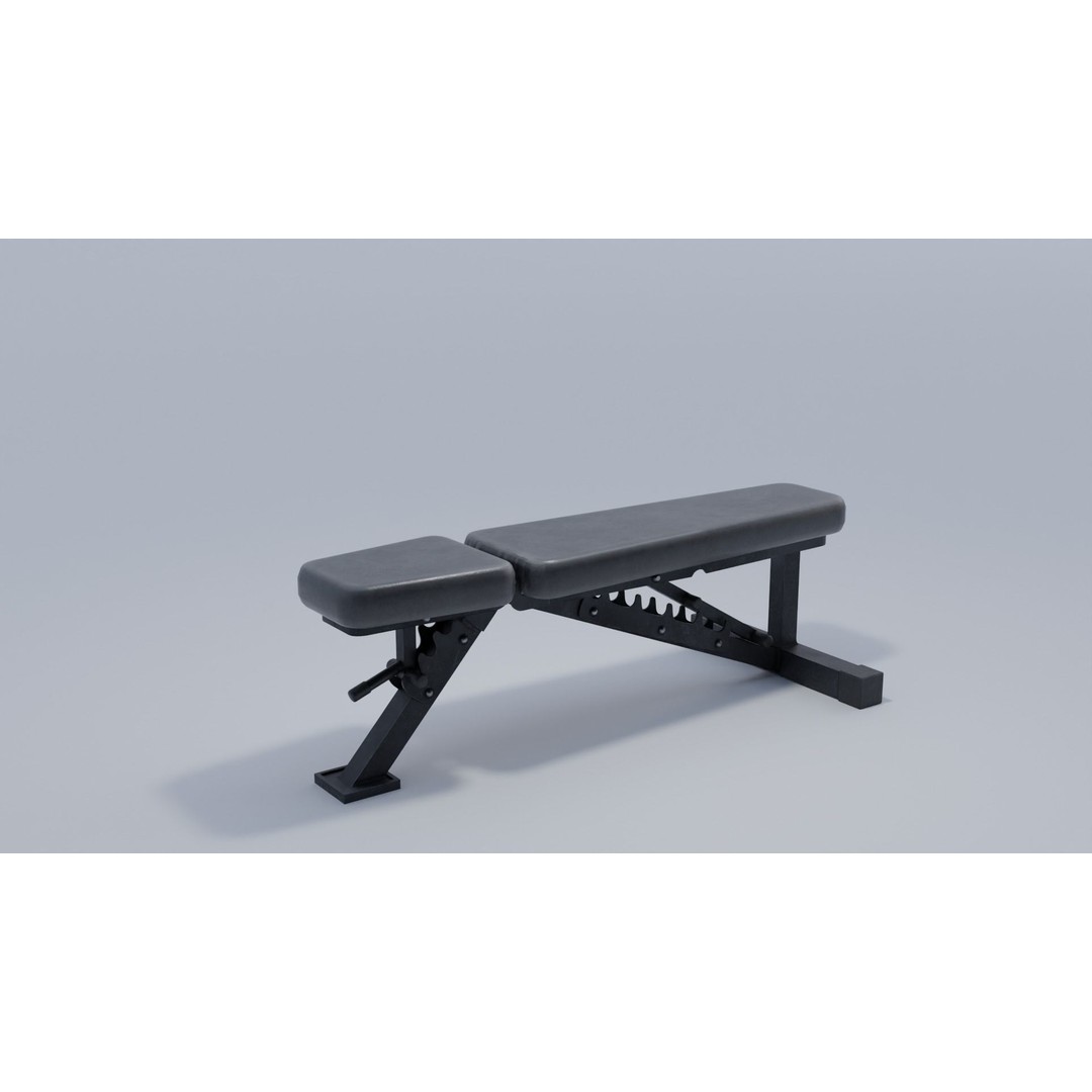 Weight Bench 3D Model – Low Poly PBR Gym Equipment, FBX - View 8