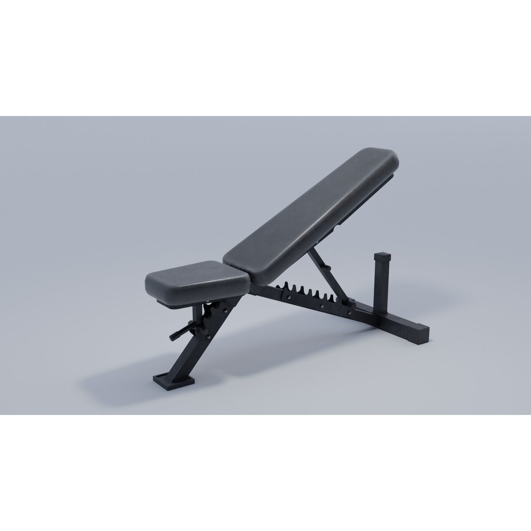 Weight Bench 3D Model – Low Poly PBR Gym Equipment, FBX - View 9