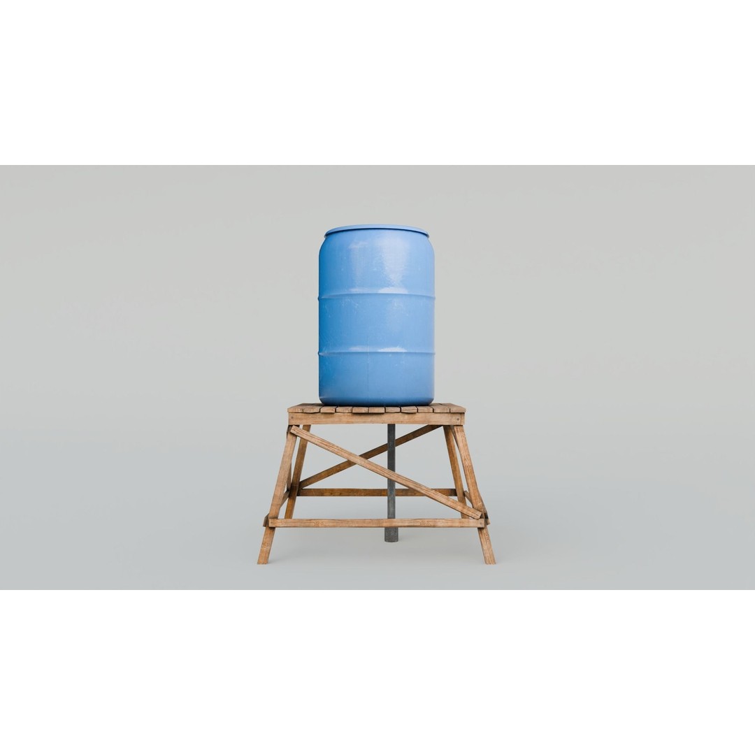 Short Water Tower 3D Model – Low Poly PBR Asset, FBX