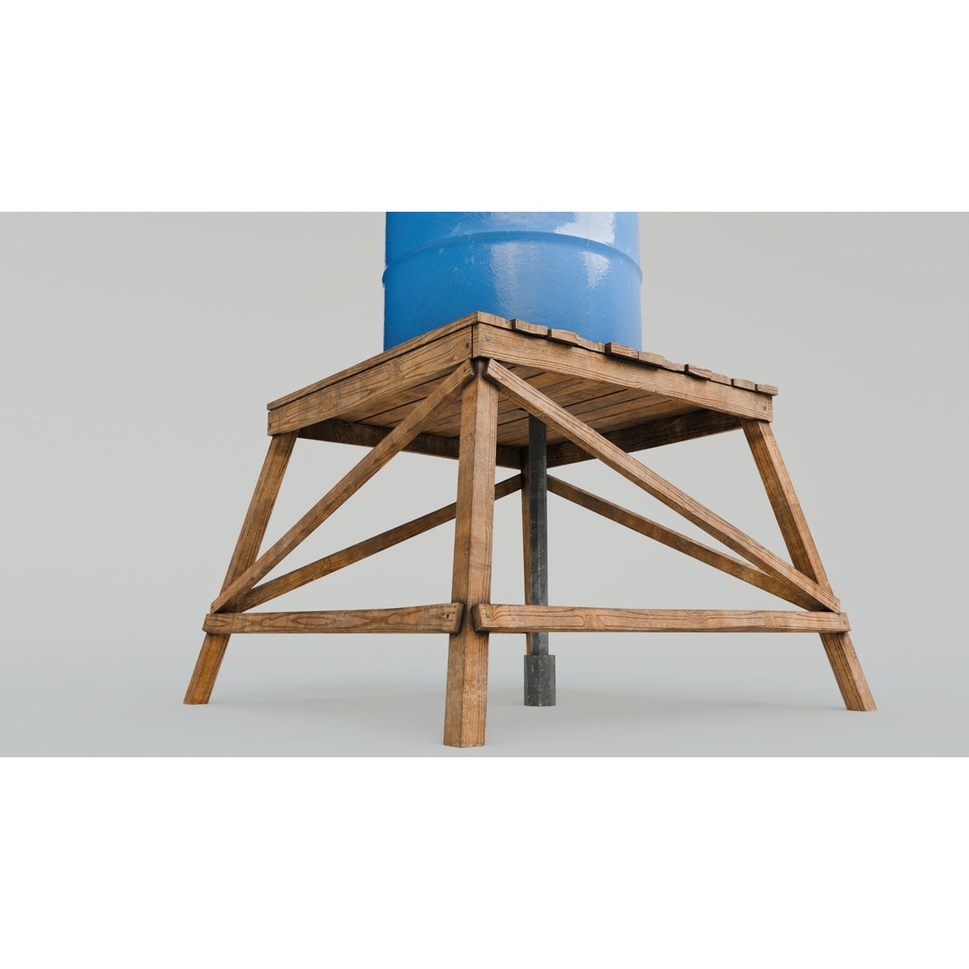 Short Water Tower 3D Model – Low Poly PBR Asset, FBX - View 10
