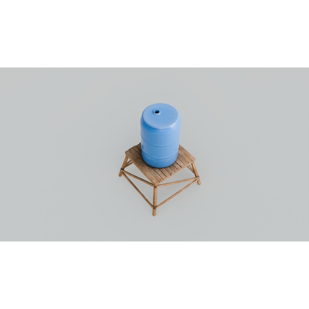 Short Water Tower 3D Model – Low Poly PBR Asset, FBX - View 11