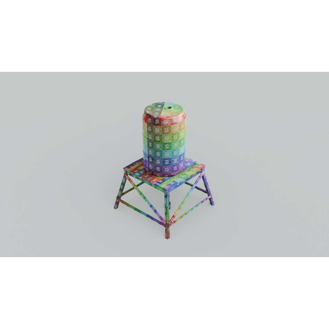Short Water Tower 3D Model – Low Poly PBR Asset, FBX - View 3