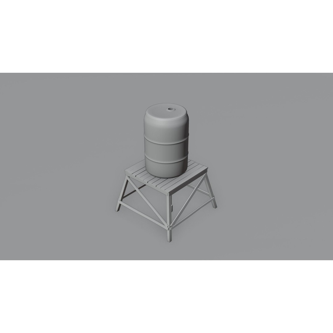 Short Water Tower 3D Model – Low Poly PBR Asset, FBX - View 5
