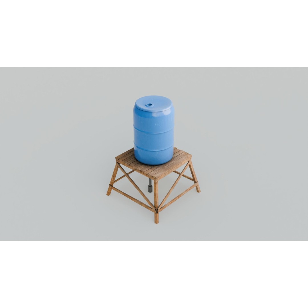 Short Water Tower 3D Model – Low Poly PBR Asset, FBX - View 6