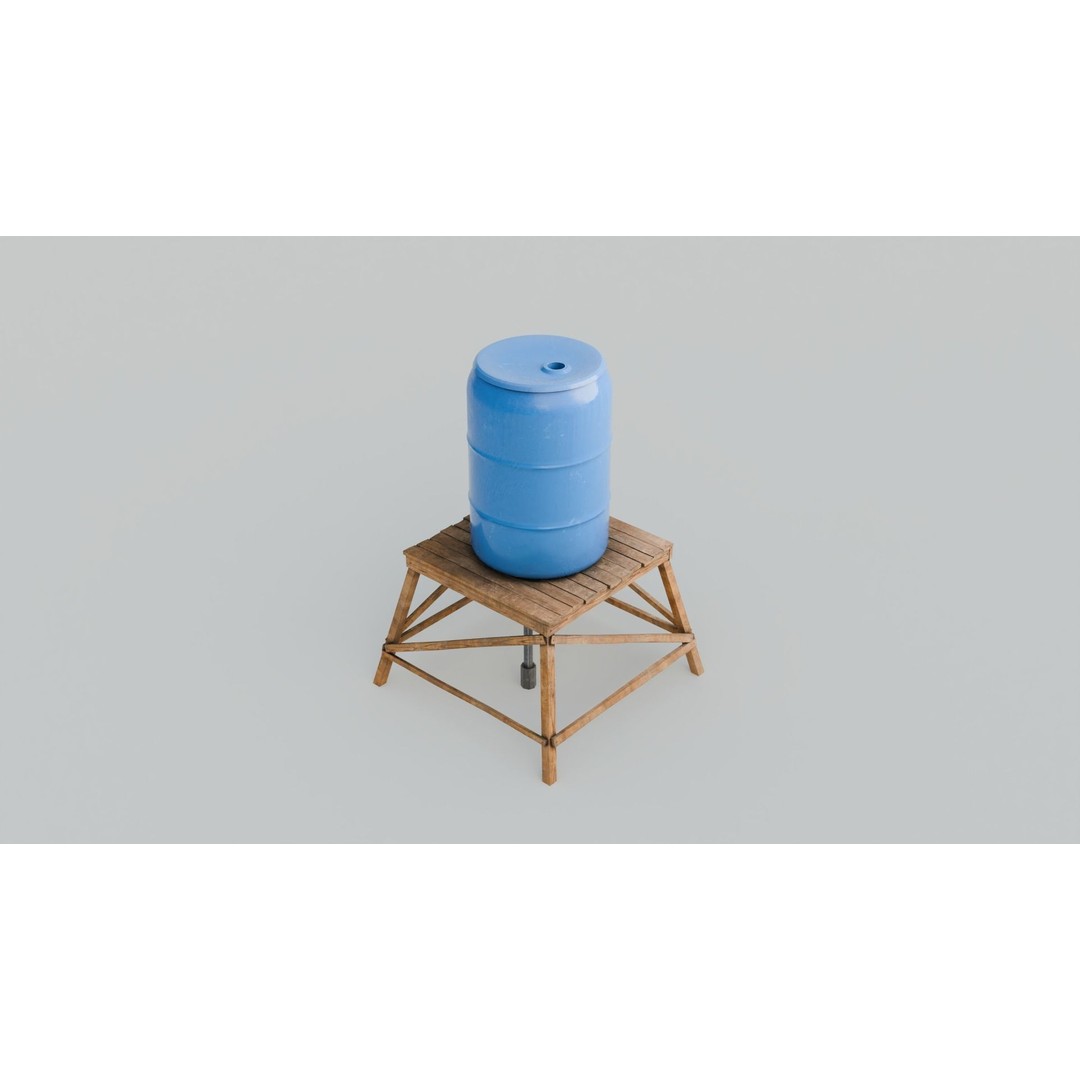 Short Water Tower 3D Model – Low Poly PBR Asset, FBX - View 7