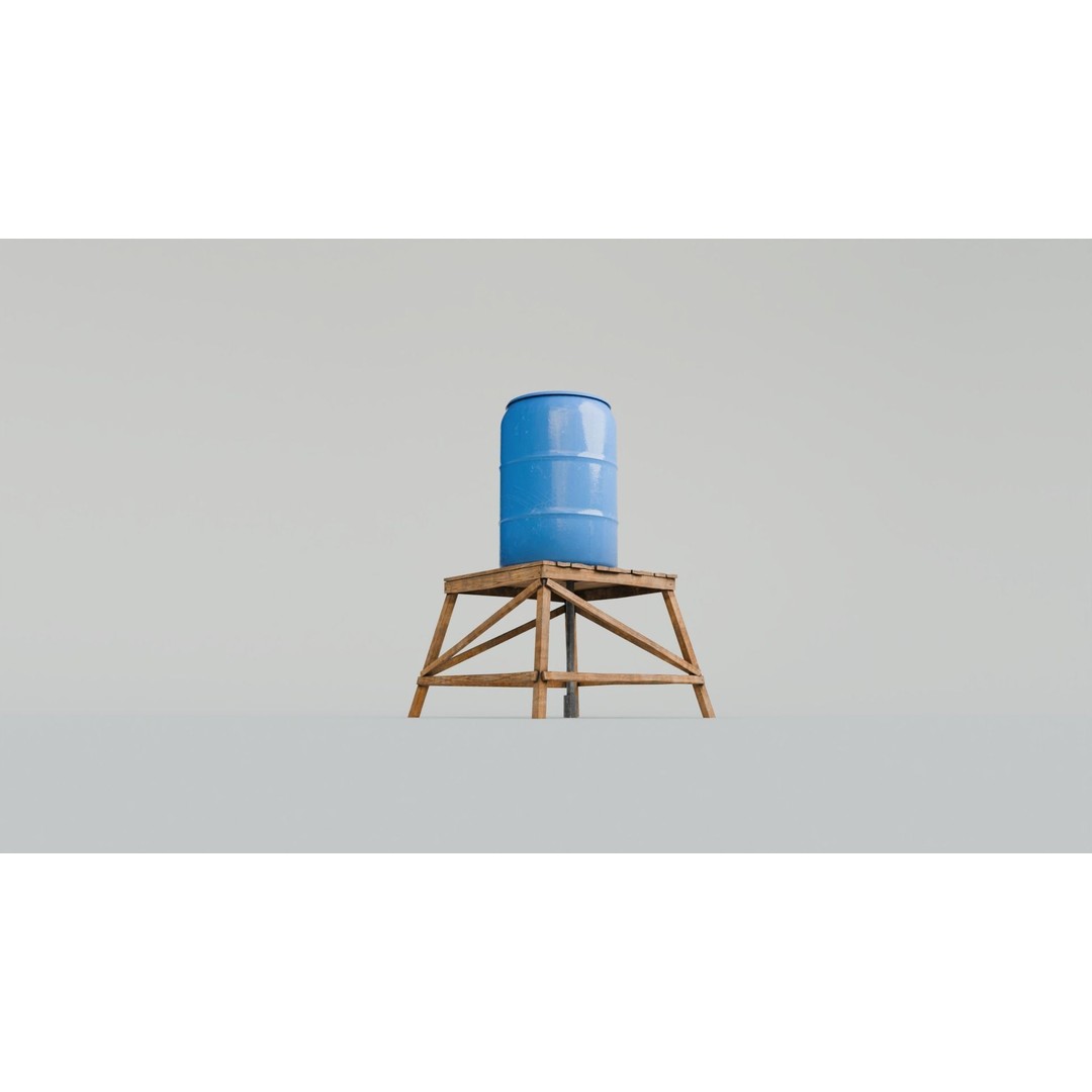 Short Water Tower 3D Model – Low Poly PBR Asset, FBX - View 8