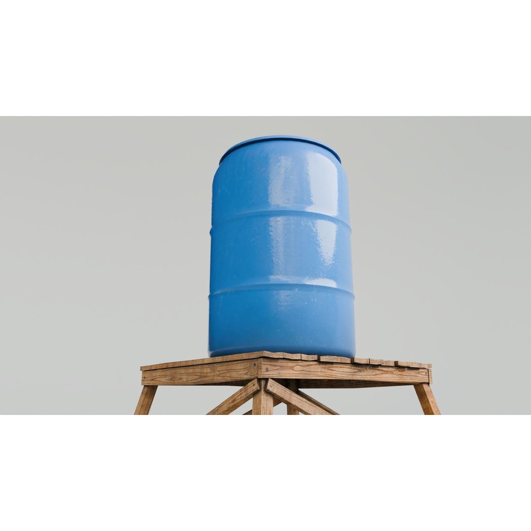 Short Water Tower 3D Model – Low Poly PBR Asset, FBX - View 9