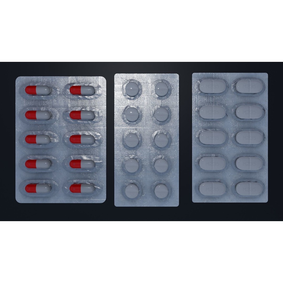 Pills and Blisters 3D Model – PBR Textures, UV Unwrapped, FBX - View 10