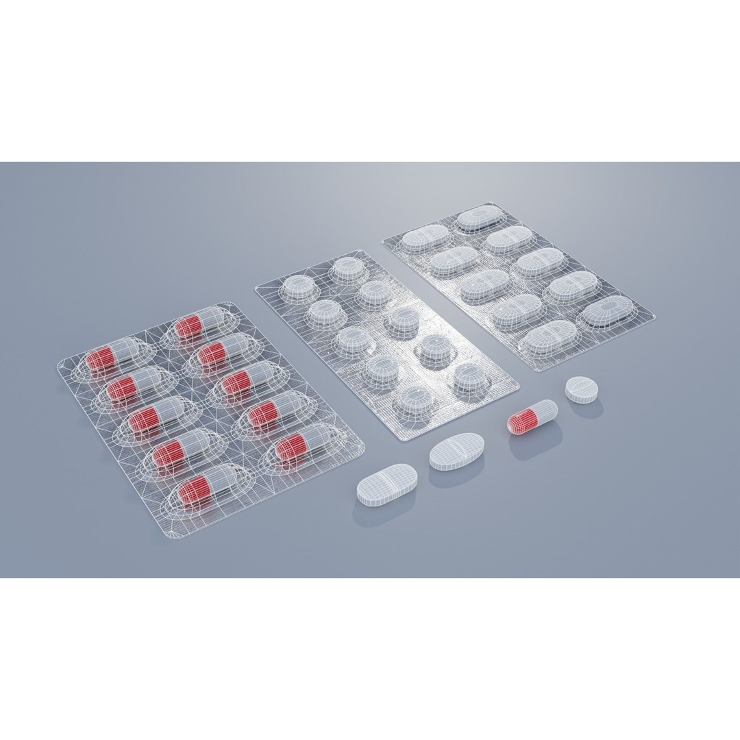 Pills and Blisters 3D Model – PBR Textures, UV Unwrapped, FBX - View 3