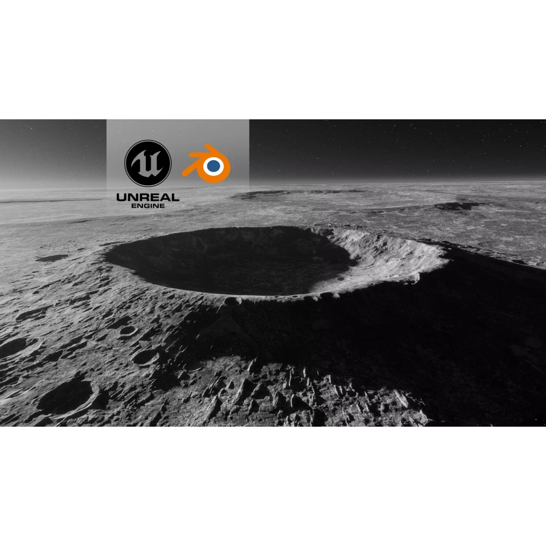 Moon Crater 2 3D Model – High Poly Terrain with 8K Textures - View 2