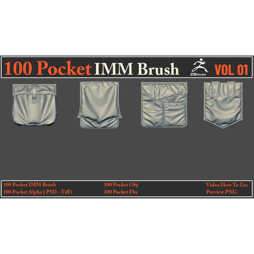 Pocket IMM Brush 3D Model – 100 High-Quality FBX & OBJ Files