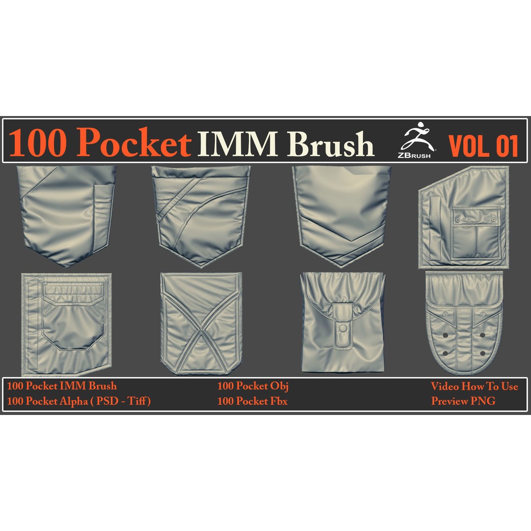 Pocket IMM Brush 3D Model – 100 High-Quality FBX & OBJ Files - View 10