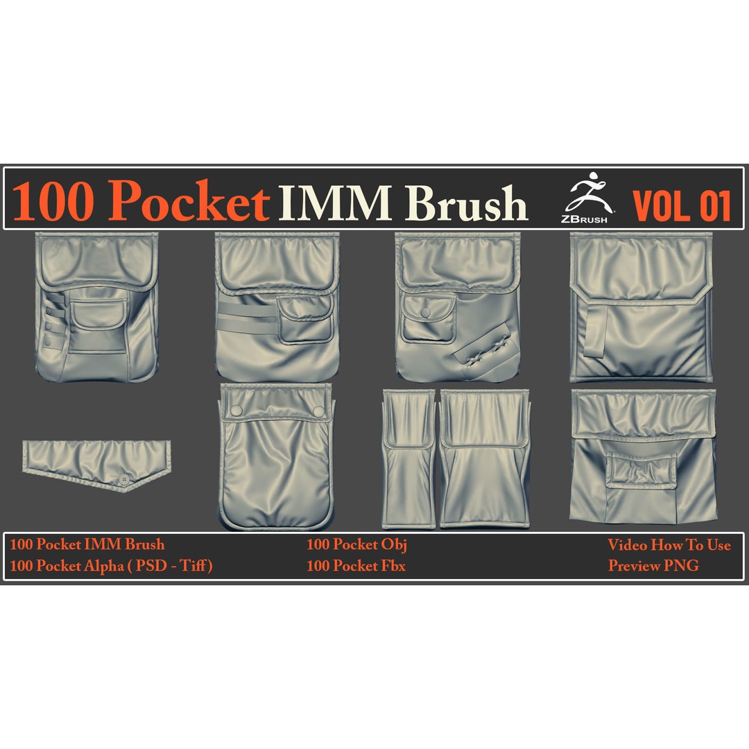 Pocket IMM Brush 3D Model – 100 High-Quality FBX & OBJ Files - View 11