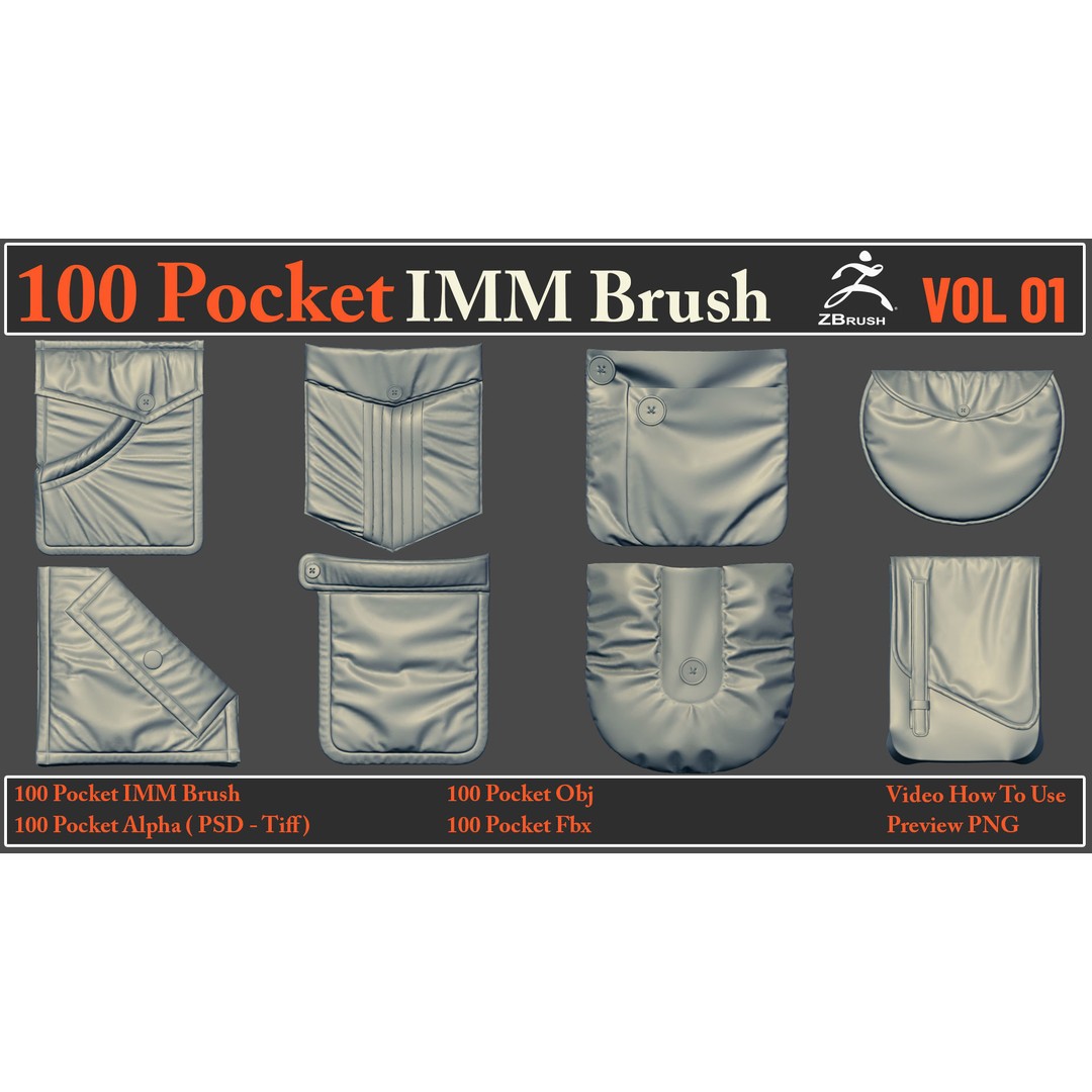 Pocket IMM Brush 3D Model – 100 High-Quality FBX & OBJ Files - View 12