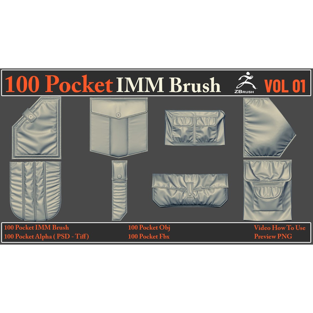 Pocket IMM Brush 3D Model – 100 High-Quality FBX & OBJ Files - View 14