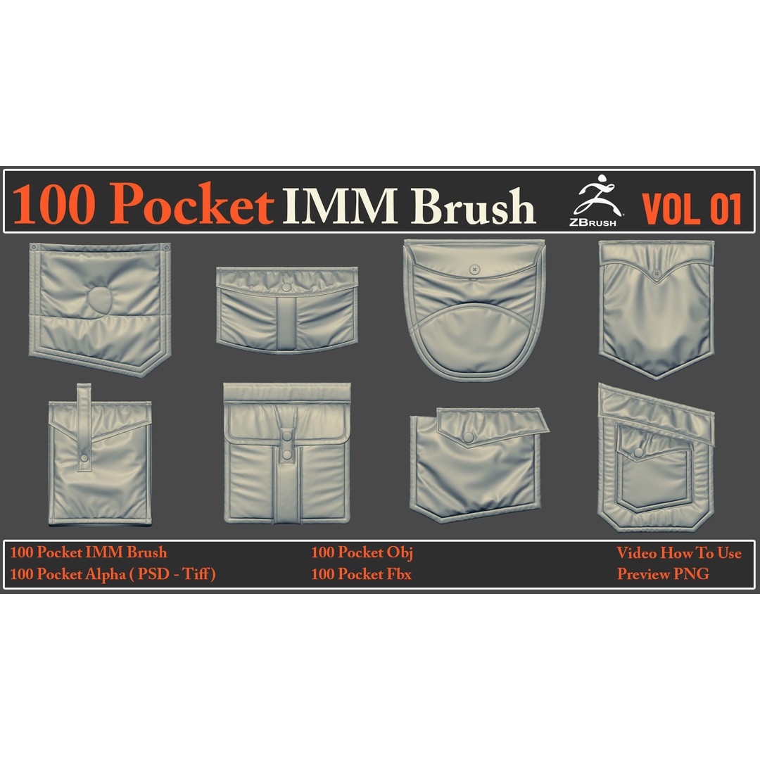 Pocket IMM Brush 3D Model – 100 High-Quality FBX & OBJ Files - View 15
