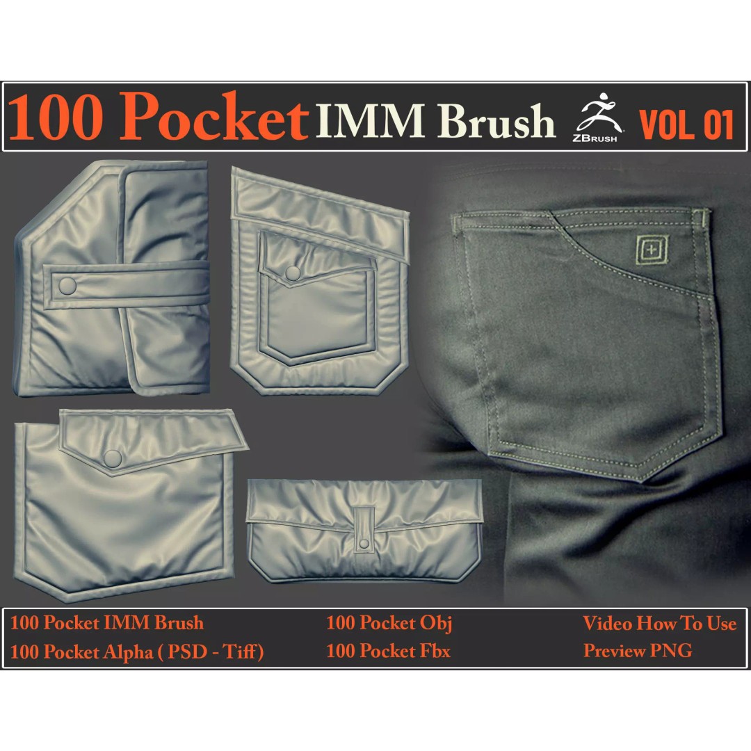 Pocket IMM Brush 3D Model – 100 High-Quality FBX & OBJ Files - View 2
